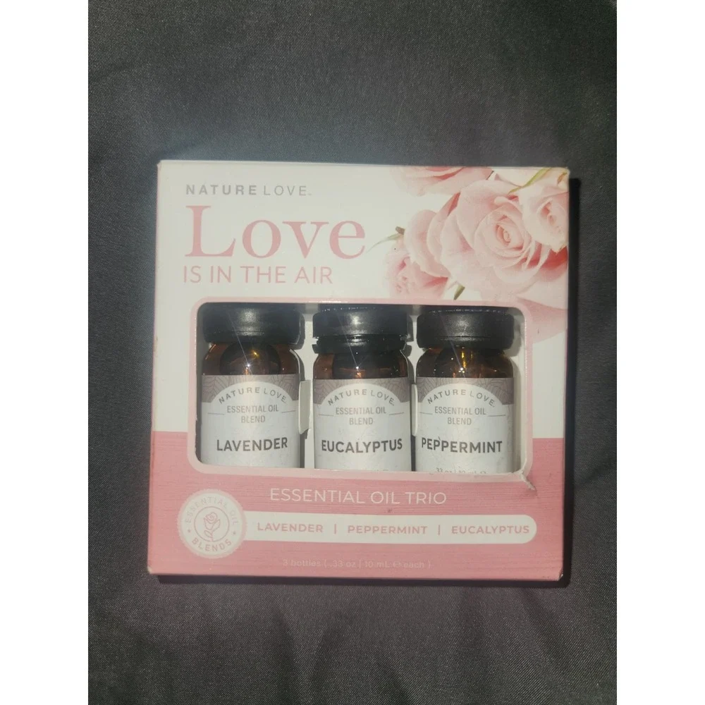 Nature Love Is In The Air,‎ 3 Pure ESSENTIAL OILS Lavender Peppermint Eucalyptus